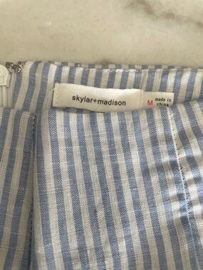 NEW.   Skylar + Madison Blue and White Vertical Stripe Skirt